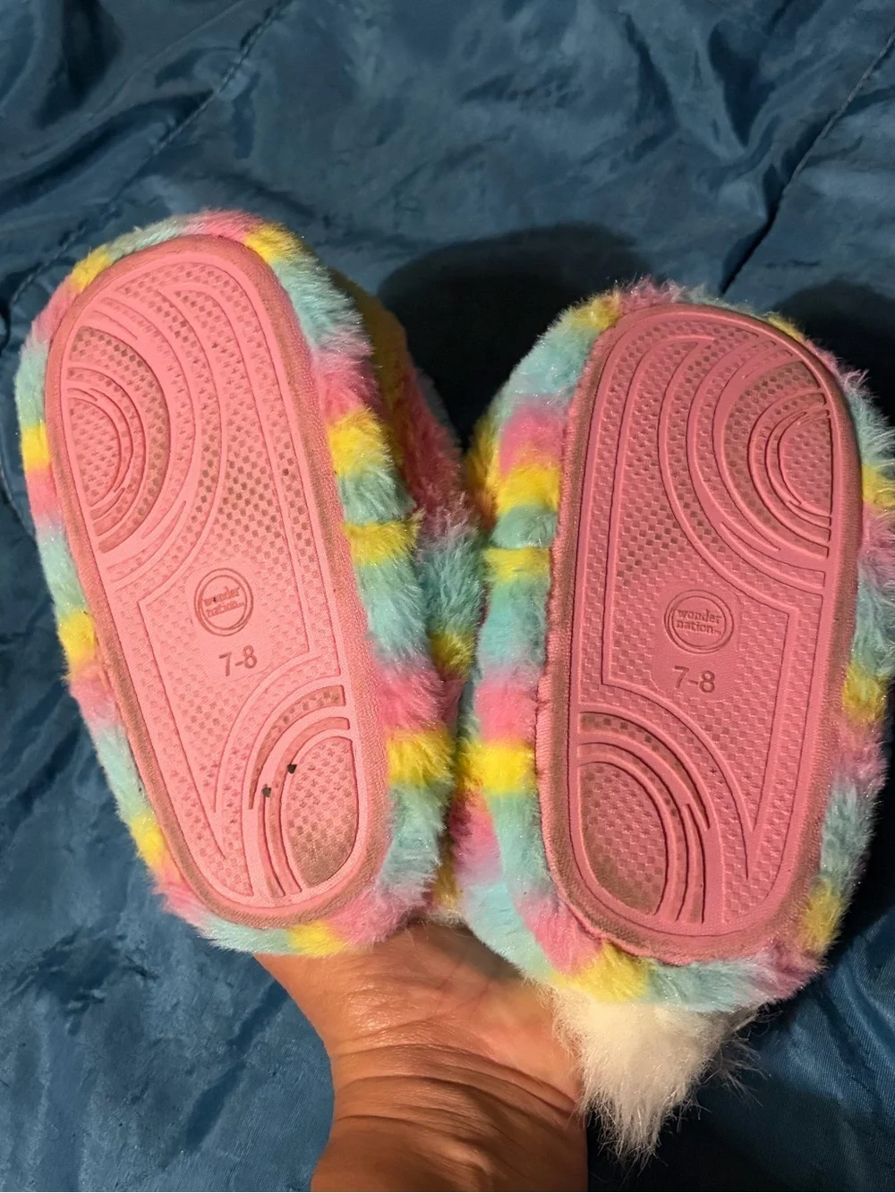 Rainbow Pastel Unicorn Plush Slippers by Wonder Nation